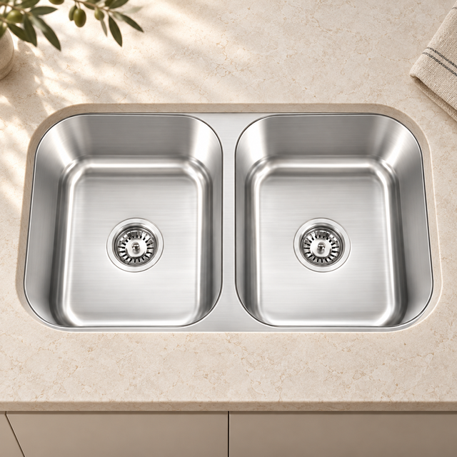JOMOLA Punching Kitchen Sink 304 Stainless Steel Double Bowl Undermount