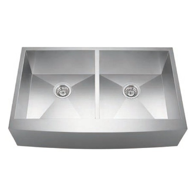 JOMOLA Handmade Stainless Steel Sink 33" x 22" Double Bowl 304 Brushed | UPC