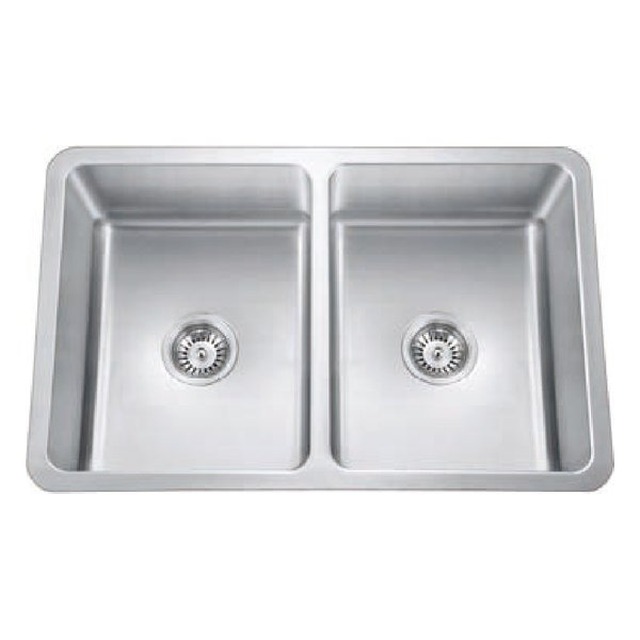 JOMOLA Pressed Stainless Steel Sink 33" x 19" Double Bowl | 304 Steel | UPC