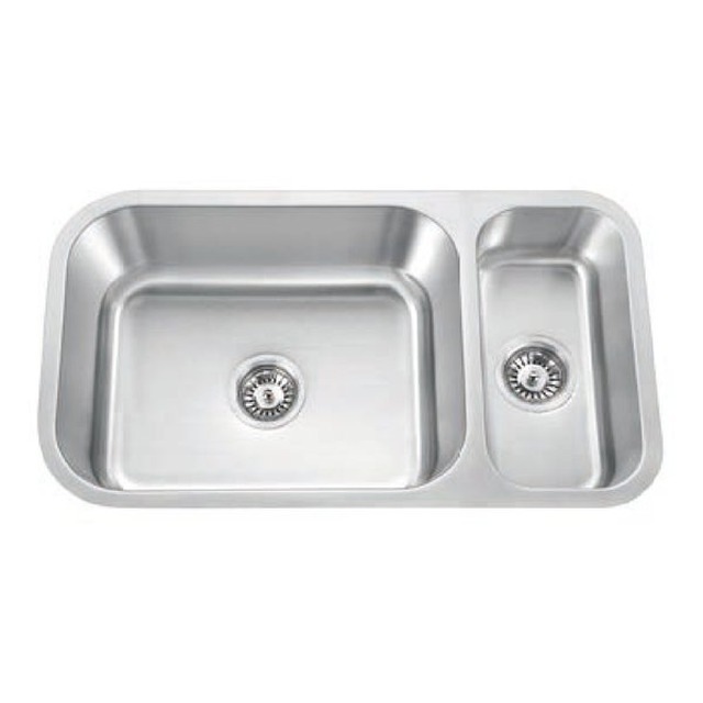 JOMOLA Pressed Stainless Steel Sink Double Bowl 304 Undermount | 9"/6" Depth