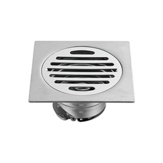 JOMOLA Stainless Steel Floor Drain 100x100mm Polished | Self-Sealing Flap