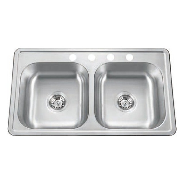 JOMOLA Pressed Stainless Steel Sink Double Bowl 304 Satin | UPC