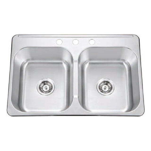 JOMOLA Pressed Stainless Steel Sink Double Bowl 304 Topmount | UPC
