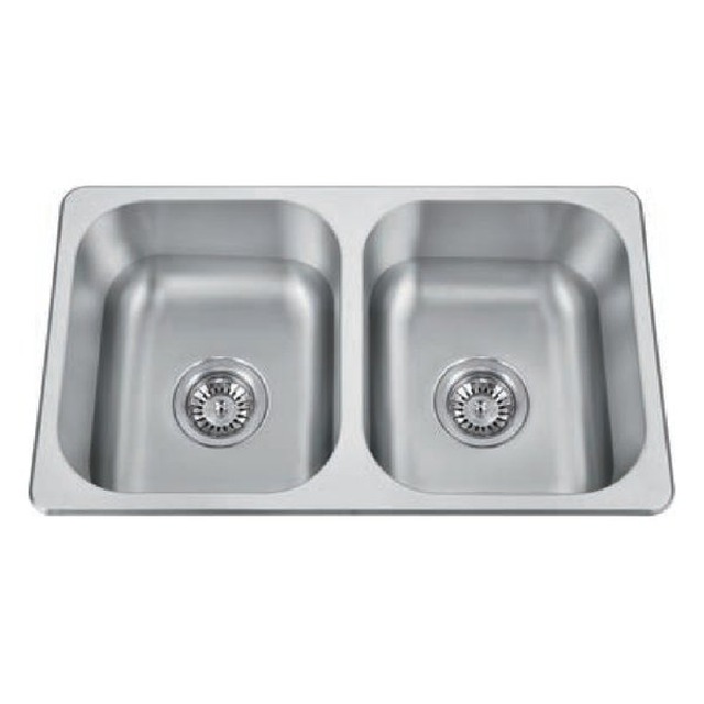 JOMOLA Pressed Stainless Steel Sink Double Bowl 304 Satin | UPC