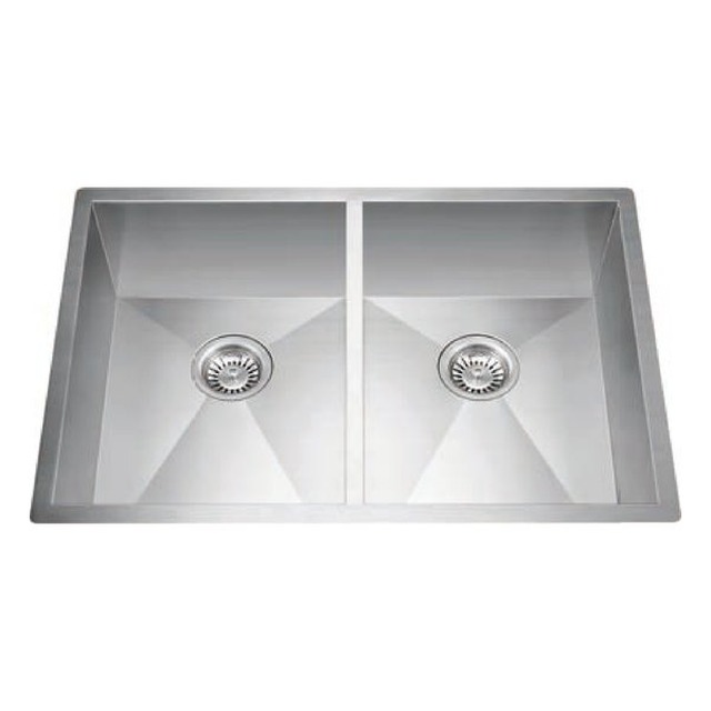 JOMOLA Handmade Stainless Steel Sink 32" Double Bowl 304 Brushed | UPC
