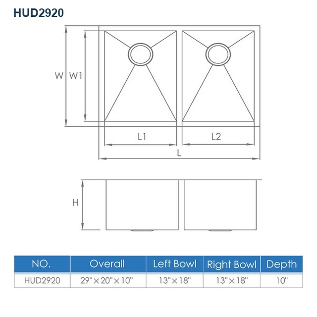 JOMOLA Handmade Stainless Steel Sink Double Bowl 304 Brushed | UPC