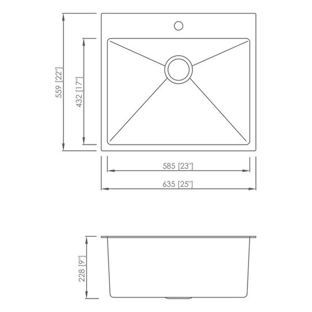 JOMOLA Handmade Stainless Steel Sink 25" x 22" Undermount Single Bowl
