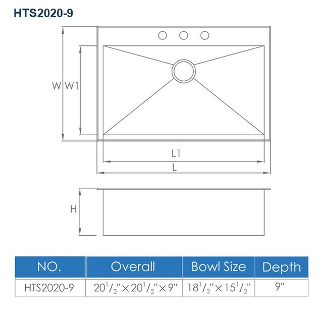 JOMOLA Handmade Stainless Steel Sink 304 Brushed Single Bowl | 9" Deep | UPC