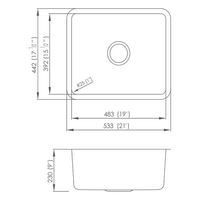 JOMOLA Pressed Stainless Steel Sink 304 Undermount Single Bowl 21" x 17 1/2"