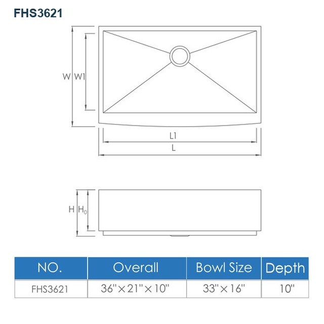 JOMOLA Handmade Stainless Steel Sink 36" × 21" Undermount Single Bowl