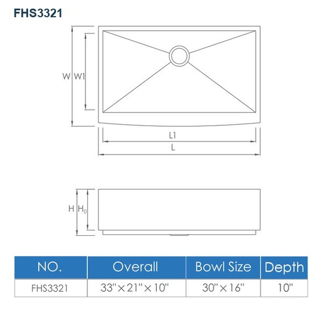 JOMOLA Handmade Stainless Steel Sink 33" x 21" Undermount Single Bowl