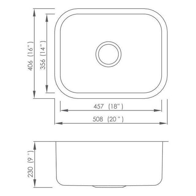 JOMOLA Undermount Pressed Stainless Steel Sink 304 Single Bowl 20" x 16"