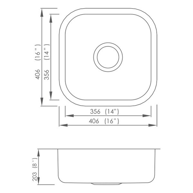 JOMOLA Pressed Stainless Steel Sink 16" x 16" Undermount | 304 Steel | UPC