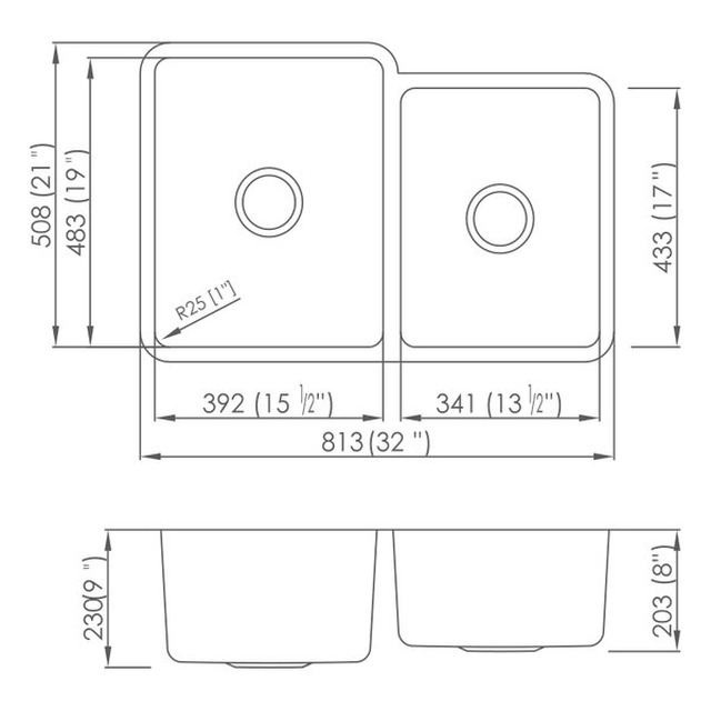 JOMOLA Double Bowl Pressed Stainless Steel Sink 304 | 32" x 21" | UPC