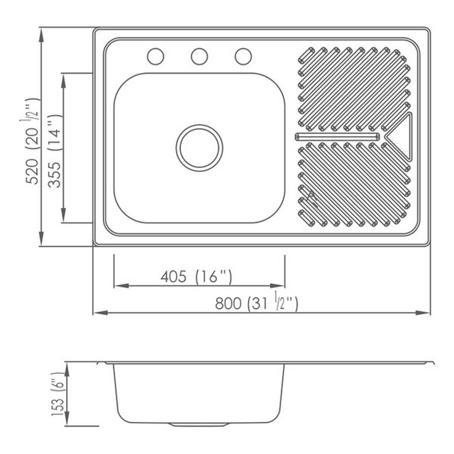 JOMOLA Pressed Stainless Steel Sink 304 Single Bowl 800x520mm | Satin Polish
