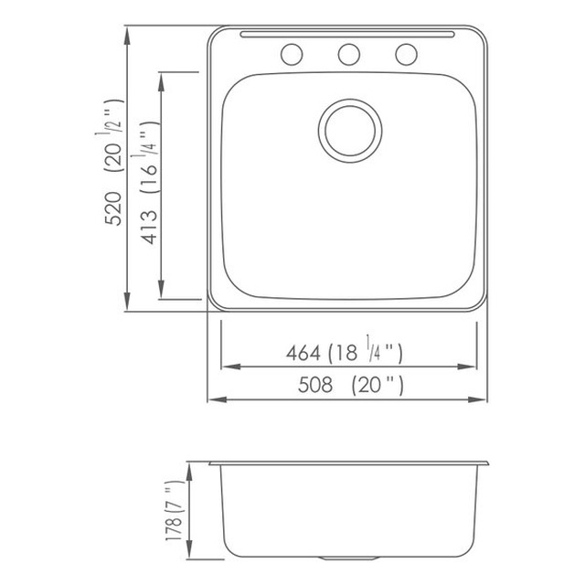 JOMOLA Pressed Stainless Steel Sink 304 Single Bowl Topmount | UPC