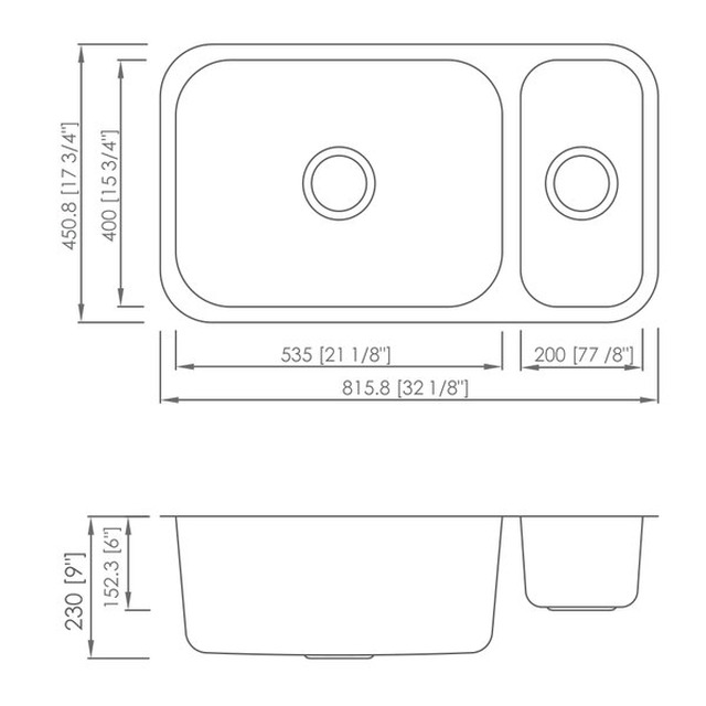 JOMOLA Pressed Stainless Steel Sink Double Bowl 304 Undermount | 9"/6" Depth