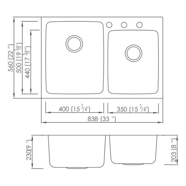 JOMOLA Pressed Stainless Steel Sink Double Bowl 304 Satin Finish | 33" x 22"