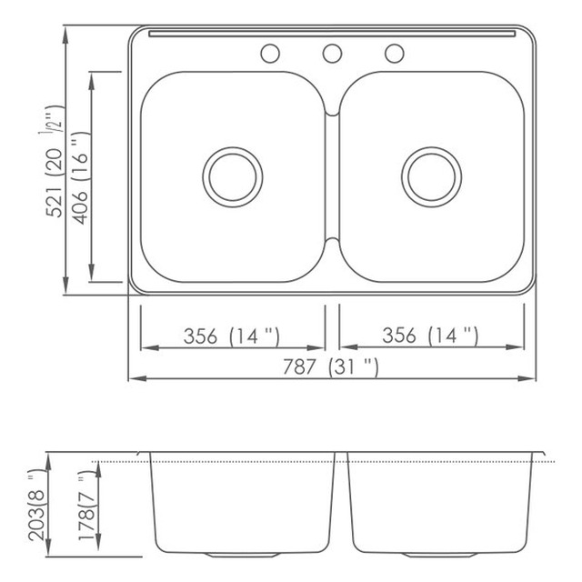 JOMOLA Pressed Stainless Steel Sink Double Bowl 304 Topmount | UPC