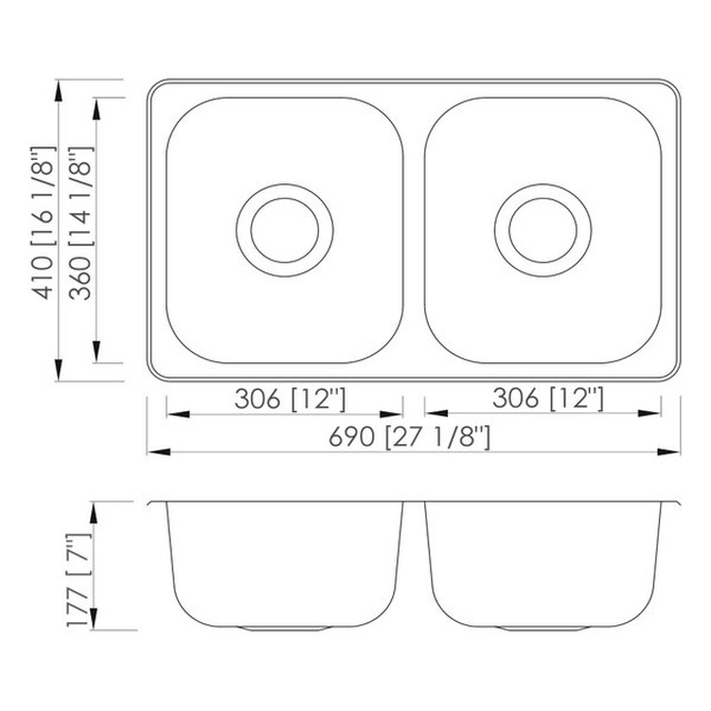 JOMOLA Pressed Stainless Steel Sink Double Bowl 304 Satin | UPC