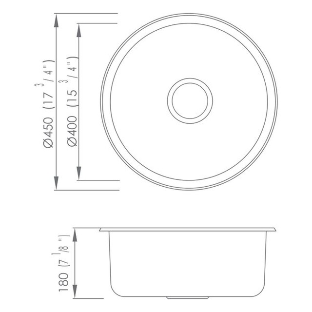 JOMOLA Pressed Stainless Steel Sink 450mm Round 304 | Dual-Mount | UPC