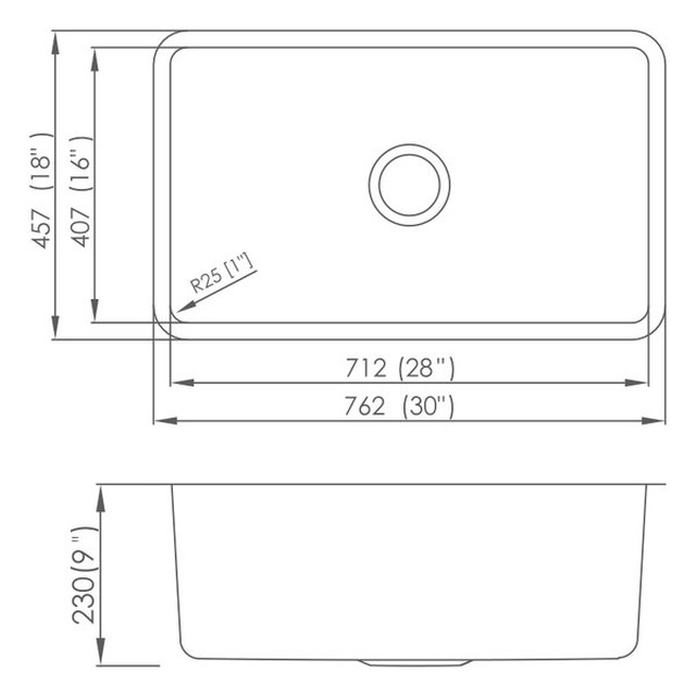 JOMOLA Pressed Stainless Steel Sink 30" x 18" Undermount Single Bowl | 304 Steel