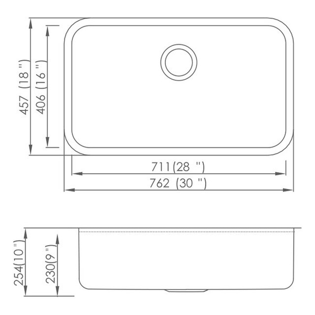 JOMOLA Pressed Stainless Steel Sink 30" x 18" Undermount Single Bowl | 304 Steel