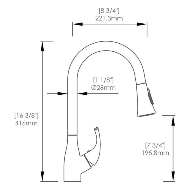 JOMOLA SUS 304 Stainless Steel Kitchen Faucet 416mm Height