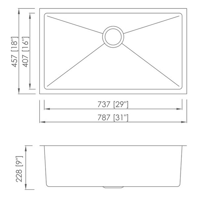 JOMOLA Handmade Stainless Steel Sink 304 Brushed 31" Single Bowl | UPC