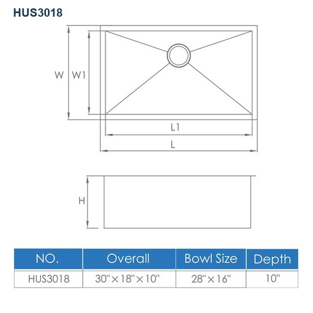 JOMOLA Handmade Stainless Steel Sink 30" Undermount Single Bowl | 304 Steel