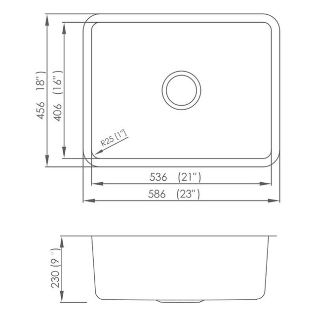 JOMOLA Pressed Stainless Steel Sink 23" x 18" Undermount Single Bowl | 304 Steel