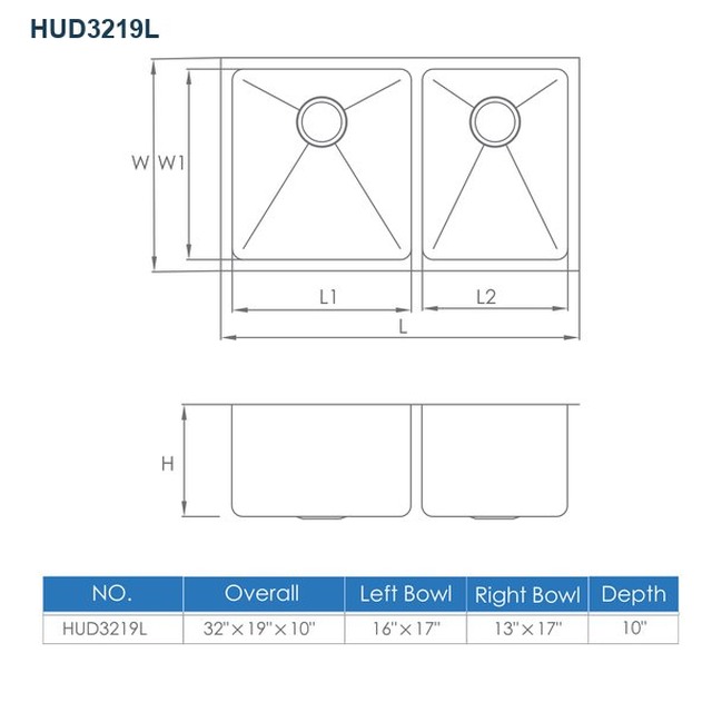 JOMOLA Handmade Stainless Steel Sink Double Bowl 304 Brushed | UPC