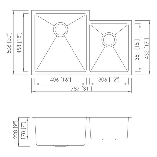 JOMOLA Handmade Stainless Steel Sink Double Bowl 304 Brushed | UPC