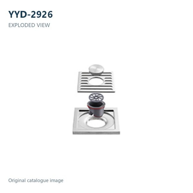 JOMOLA Polished Stainless Steel Floor Drain 100x100mm | 9mm Thick