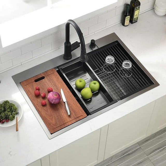 JOMOLA JOMOLA Topmount Kitchen Sink 840x560mm Black | Big Basket