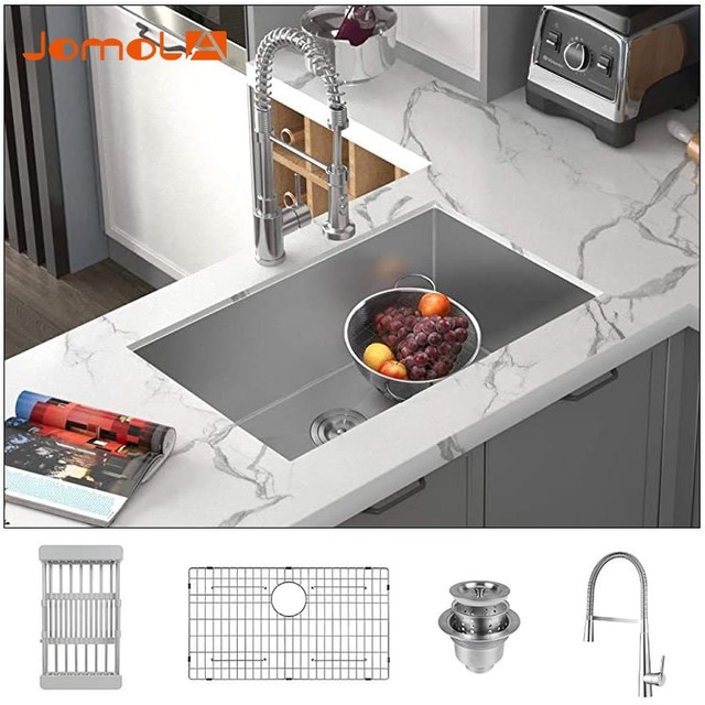 JOMOLA JOMOLA Undermount Kitchen Sink Brushed PVD Black 730*460mm | Big Basket