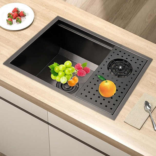 JOMOLA JOMOLA Topmount Kitchen Sink Brushed PVD Black | 550x400x230mm