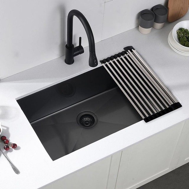 JOMOLA JOMOLA Topmount Kitchen Sink Brushed PVD Black 750x430mm | Large Basket