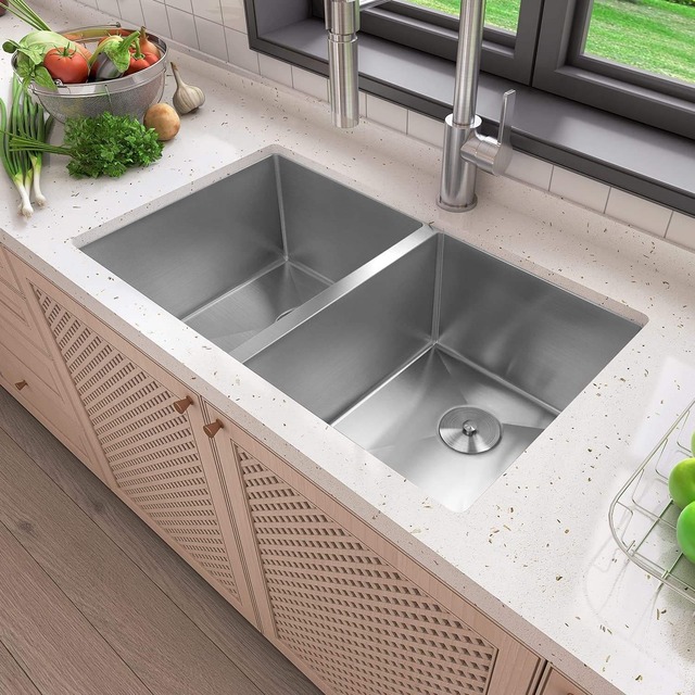 JOMOLA Handmade Stainless Steel Sink Double Bowl 32x19x10 | Undermount
