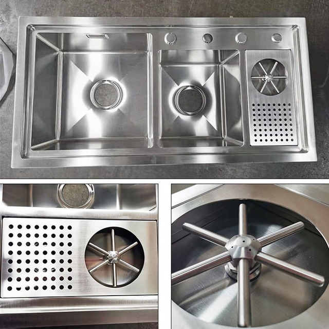 JOMOLA Handmade Stainless Steel Sink 900x450mm Brushed | With Cup Rinser