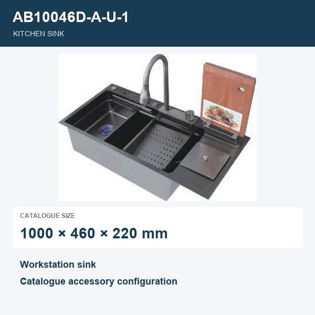 JOMOLA Workstation Kitchen Sink 1000x460mm Catalogue Configuration