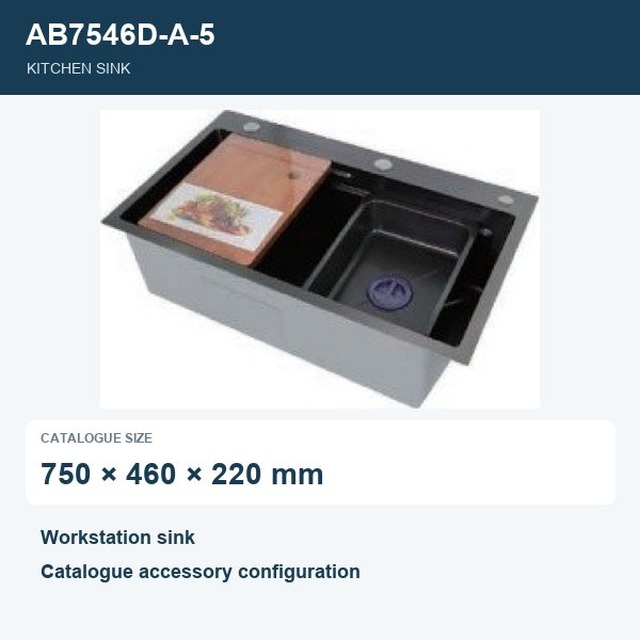 JOMOLA Workstation Kitchen Sink 750x460mm | Catalogue Accessory Configuration