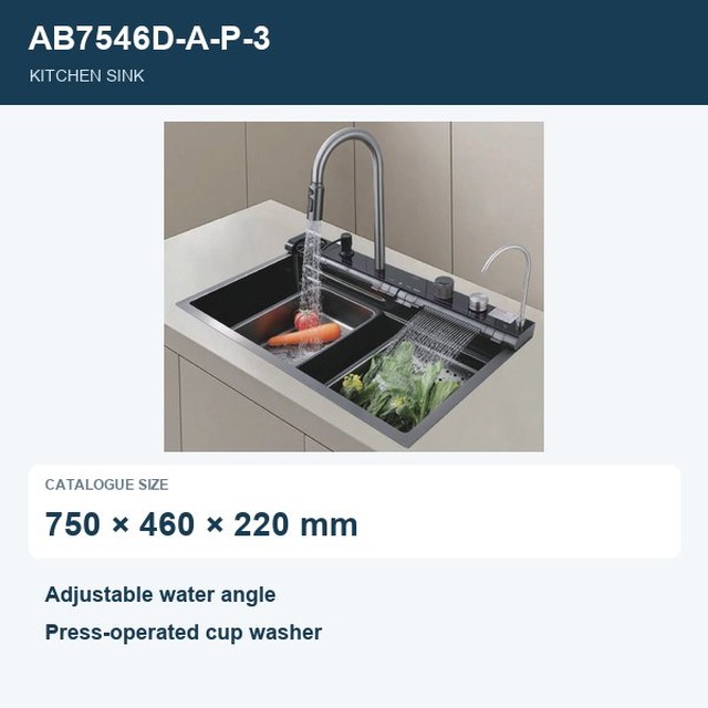 JOMOLA Kitchen Sink 750x460x220mm Adjustable Water Angle