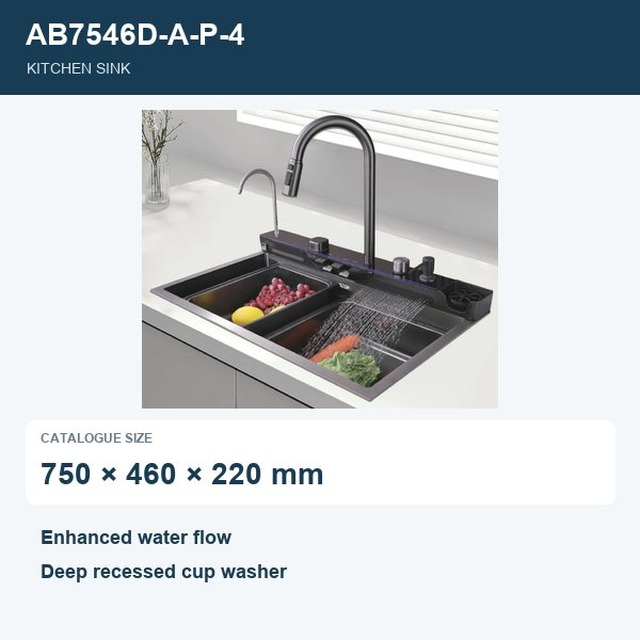 JOMOLA Kitchen Sink 750x460mm Deep Recessed Cup Washer | Enhanced Water Flow