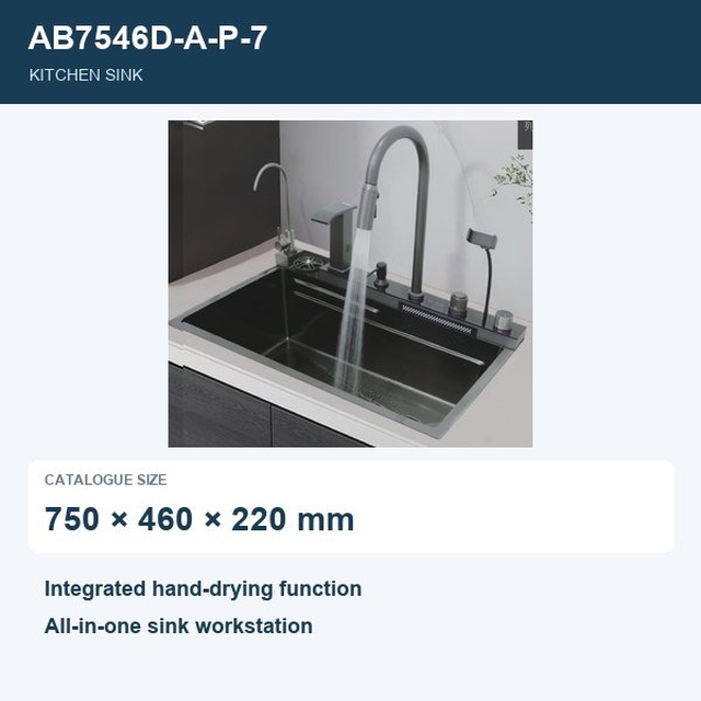 JOMOLA All-in-one Kitchen Sink Workstation 750x460mm | Hand-Drying Function