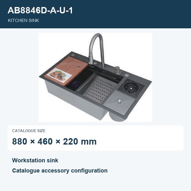 JOMOLA Workstation Kitchen Sink 880x460x220mm