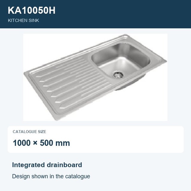 JOMOLA Punching Stainless Steel Sink 1000x500mm Integrated Drainboard