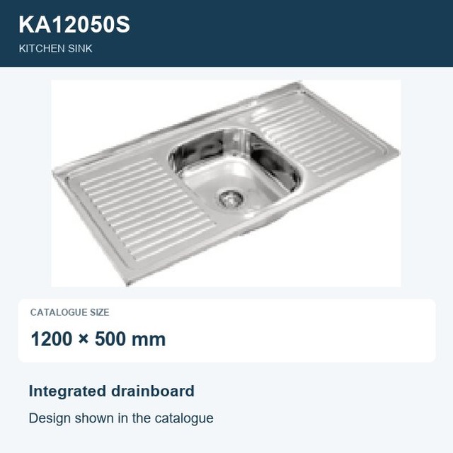 JOMOLA Punching Stainless Steel Sink 1200x500mm Integrated Drainboard