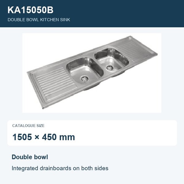 JOMOLA Double Bowl Punching Stainless Steel Sink 1505x450mm | Kitchen Sink