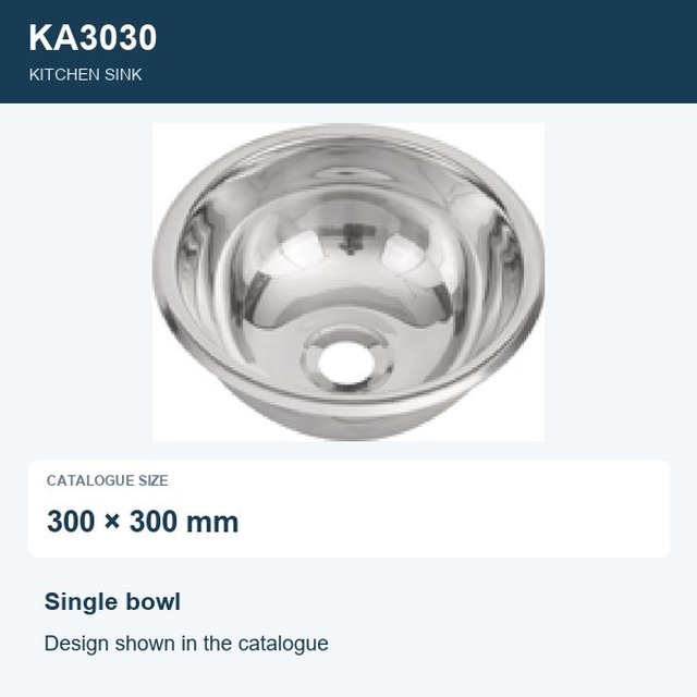 JOMOLA Punching Stainless Steel Sink Single Bowl 300x300mm | Kitchen Sink